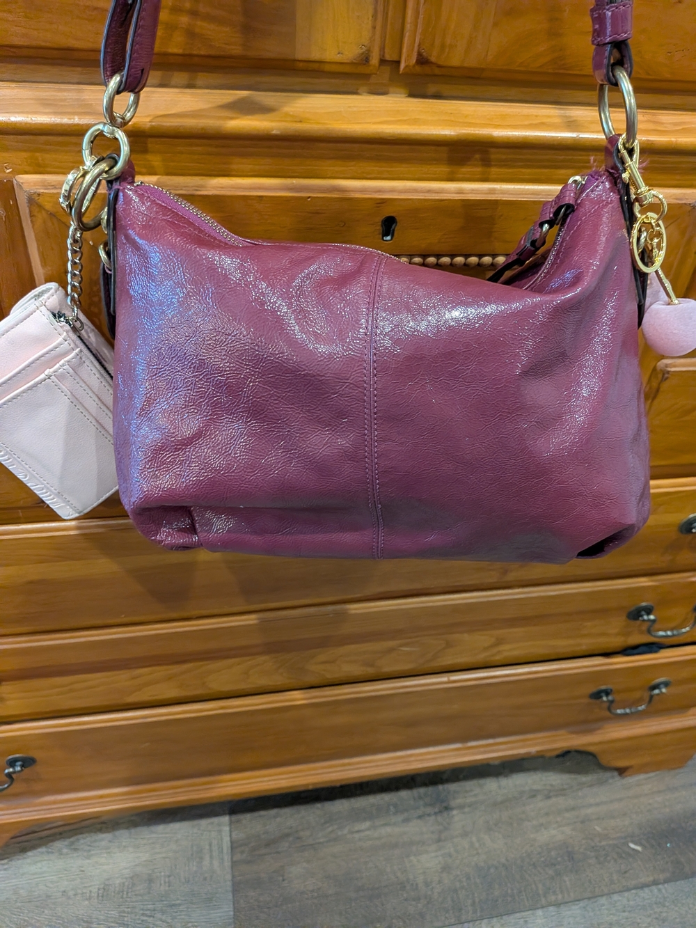Coach Mia Crinkle Raspberry Leather Crossbody BUNDLE 3 FER - Picture 8 of 11